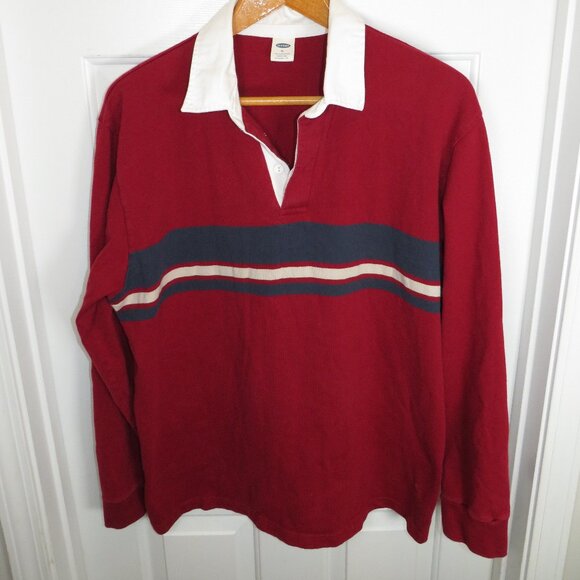 Old Navy Other - Old Navy Rugby Shirt Mens XL Striped Polo Long Sleeve Contrast White Collar Y2K